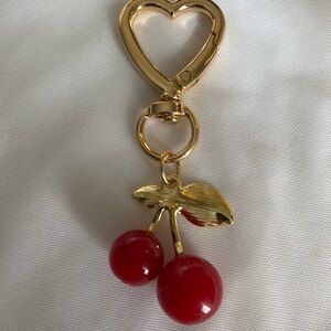 Gold Heart Cherry Keychain